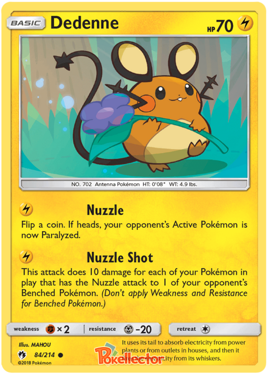 Pokemon Card Lost Thunder 84/214 084/214 Dedenne Common *MINT*