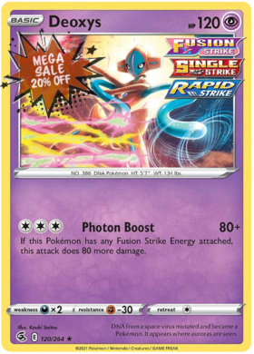 Pokemon Card Fusion Strike 120/264 Deoxys Holo Rare