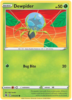 Pokemon Card Fusion Strike 019/264 19/264 Dewpider Common