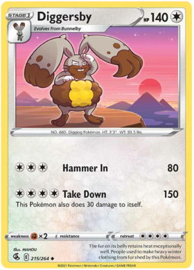 Pokemon Card Fusion Strike 215/264 Diggersby Uncommon