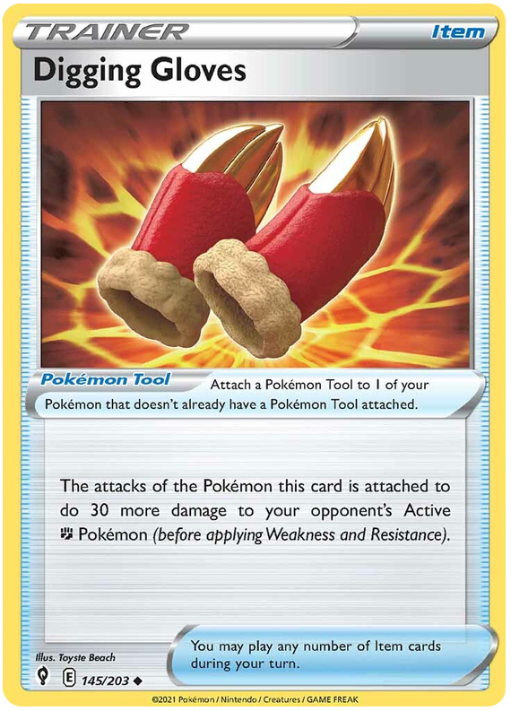 Pokemon Card Evolving Skies 145/203 145/203 Digging Gloves Item Uncommon