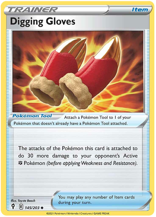 Pokemon Card Evolving Skies 145/203 145/203 Digging Gloves Item Uncommon