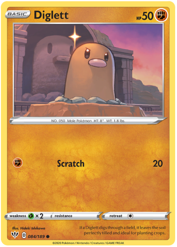 <transcy>Pokemon Card Darkness Alaze 84/189 084/189 Diglett Common</transcy>