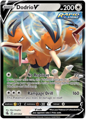 Pokemon Card Fusion Strike 201/264 Dodrio V Ultra Rare