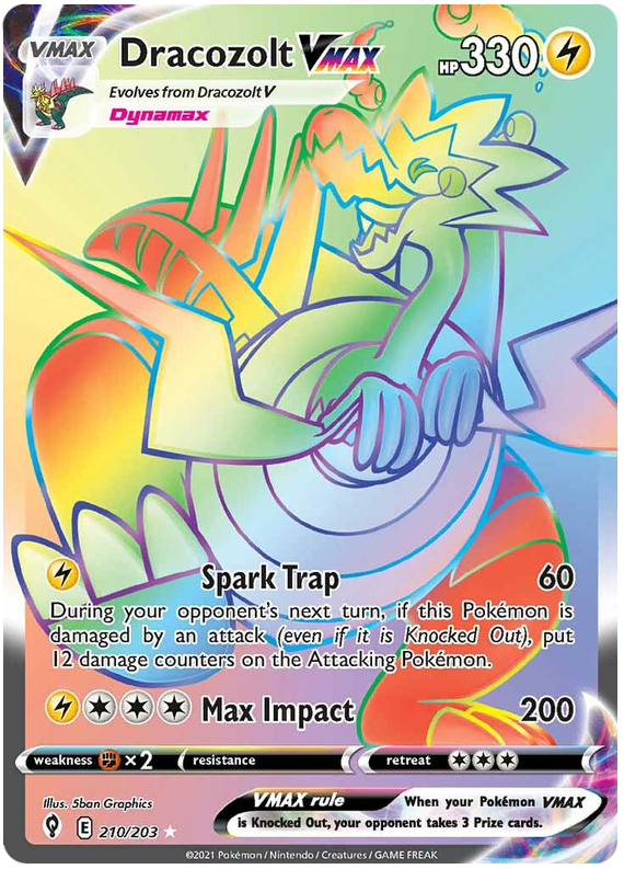 <transcy>Pokemon Card Evolving Skies 210/203 210/203 Dracozolt VMAX Hyper Rare</transcy>