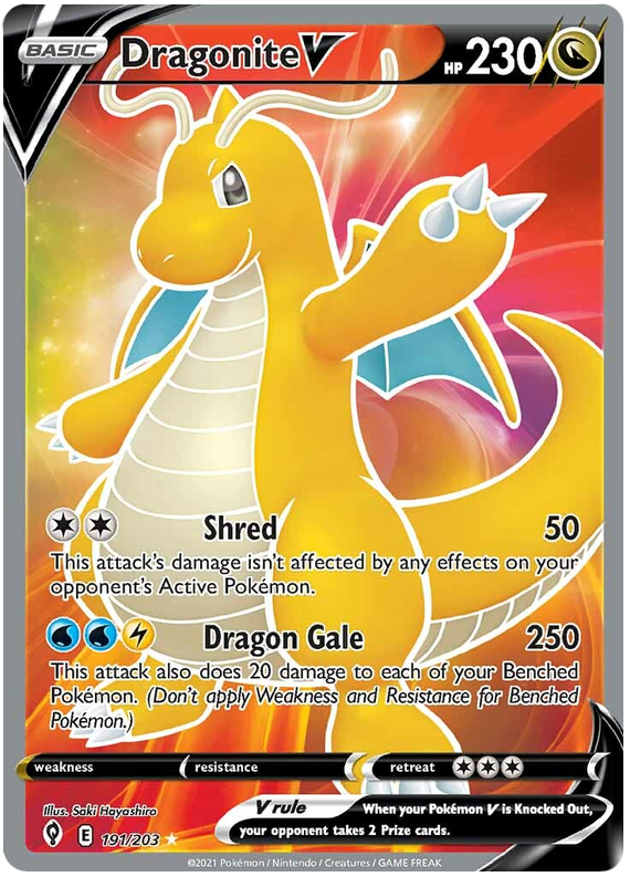 Pokemon Card Evolving Skies 191/203 191/203 Dragonite V Full Art *M*