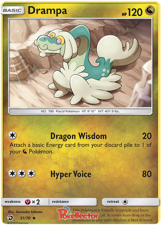 Pokemon Card Dragon Majesty 51/070 051/070 Drampa Uncommon