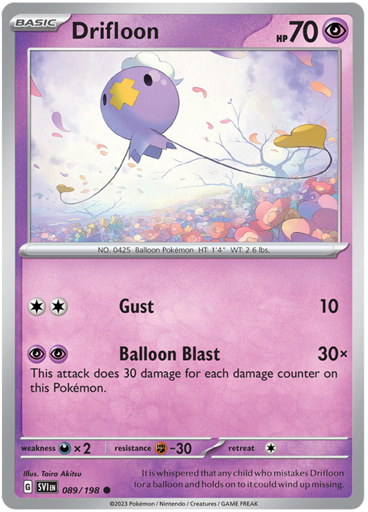 Pokemon Card Scarlet & Violet 089/198 89/198 Drifloon Common *MINT*