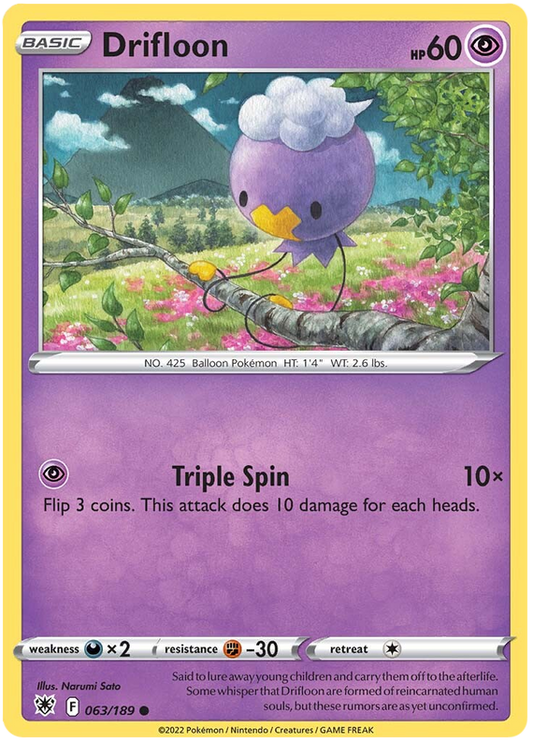 Pokemon Card Astral Radiance 63/189 063/189 Drifloon Common