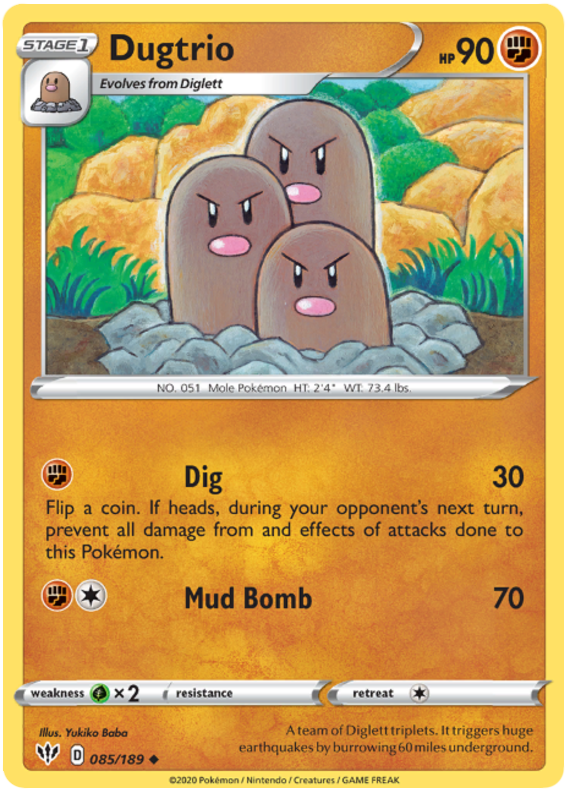 Pokemon Card Darkness Ablaze 85/189 085/189 Dugtrio Uncommon