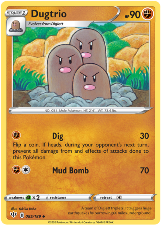 Pokemon Card Darkness Ablaze 85/189 085/189 Dugtrio Uncommon