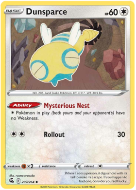 Pokemon Card Fusion Strike 207/264 Dunsparce Uncommon