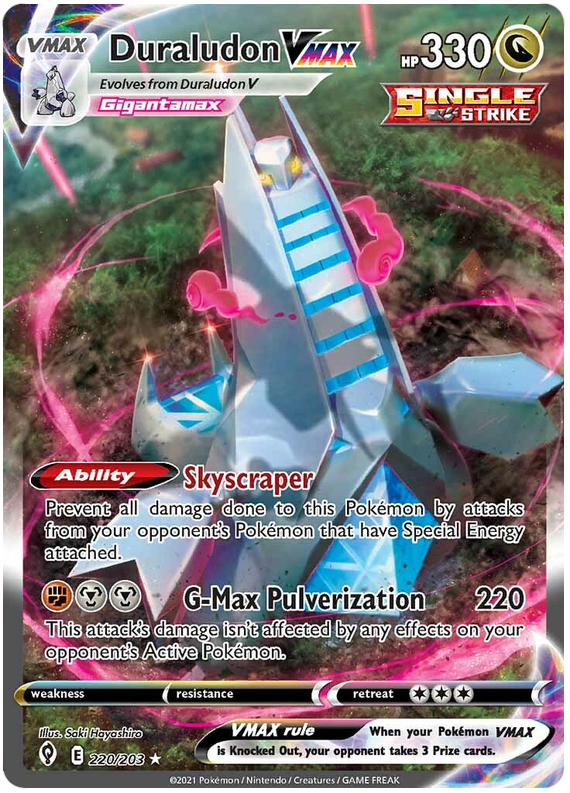 <transcy>Pokemon Card Evolving Skies 220/203 220/203 Duraludon VMAX Secret Rare</transcy>