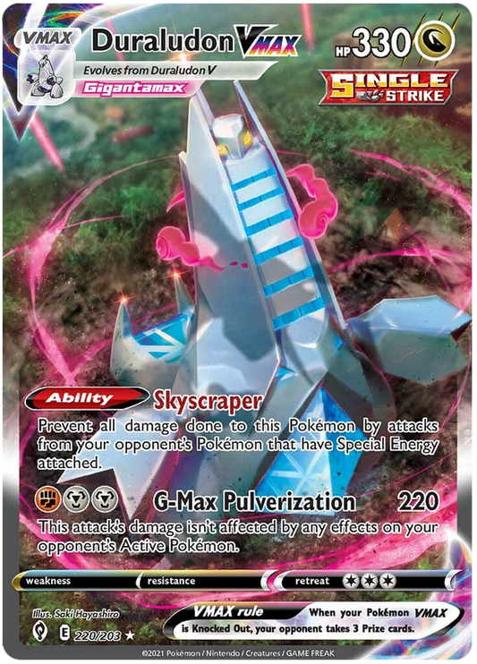 <transcy>Pokemon Card Evolving Skies 220/203 220/203 Duraludon VMAX Secret Rare</transcy>