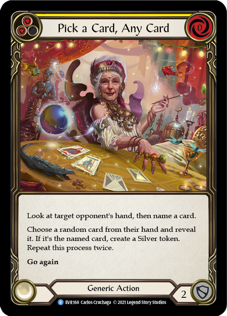 Flesh and Blood Everfest First Edition R EVR168 Pick a Card, Any Card (Yellow) Standard