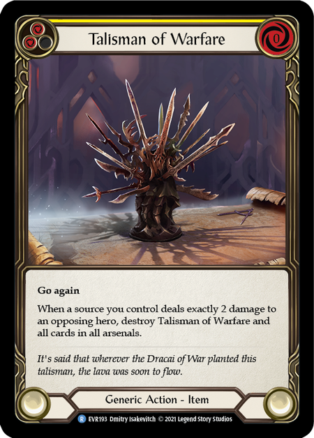 Flesh and Blood Everfest First Edition R EVR193 Talisman of Warfare Cold Foil