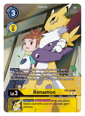 Digimon Card Digital Hazard Renamon Alt Art EX2-019 R