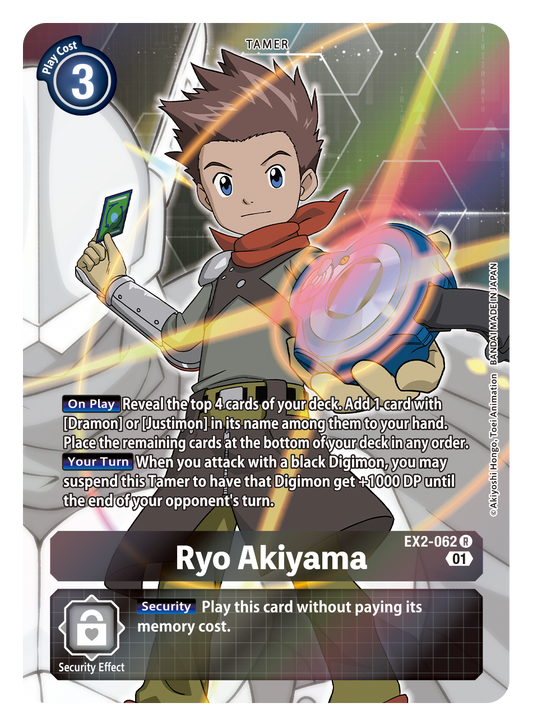 Digimon Card Digital Hazard Ryo Akiyama Alt Art EX2-062 R