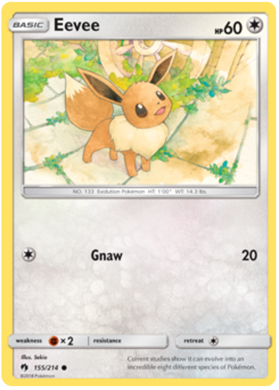 Pokemon Card Lost Thunder 155/214 Eevee Common *MINT*