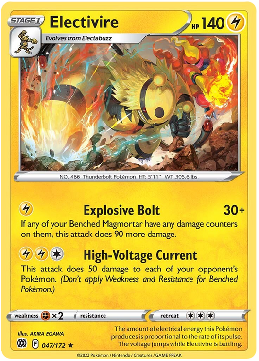 Pokemon Card Brilliant Stars 047/172 47/172 Electivire Rare