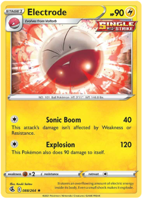 Pokemon Card Fusion Strike 088/264 88/264 Electrode Rare