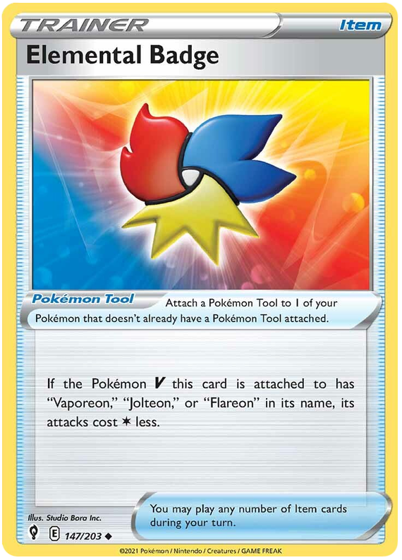 Pokemon Card Evolving Skies 147/203 147/203 Elemental Badge Item Uncommon