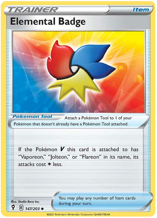 Pokemon Card Evolving Skies 147/203 147/203 Elemental Badge Item Uncommon