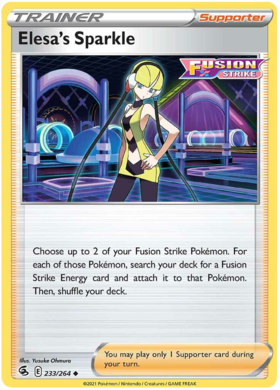 Pokemon Card Fusion Strike 233/264 Elesa's Sparkle Uncommon