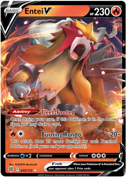 Pokemon Card Brilliant Stars 022/172 22/172 Entei V Ultra Rare *M*