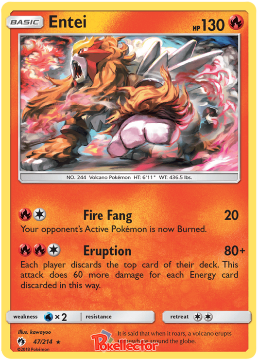 Pokemon Card Lost Thunder 47/214 047/214 Entei Rare *MINT*