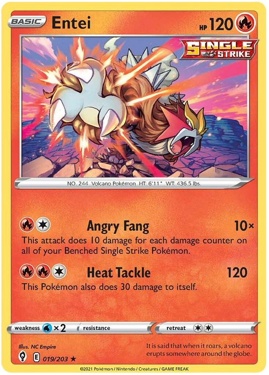 Pokemon Card Evolving Skies 19/203 019/203 Entei Holo Rare