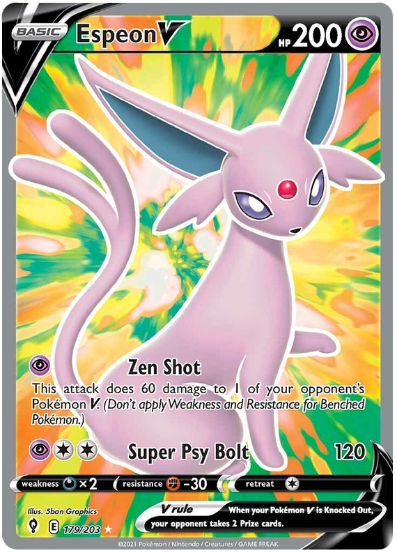 Pokemon Card Evolving Skies 179/203 179/203 Espeon V Full Art *M*