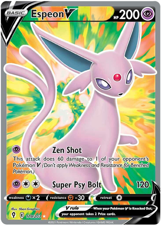 Pokemon Card Evolving Skies 179/203 179/203 Espeon V Full Art *M*