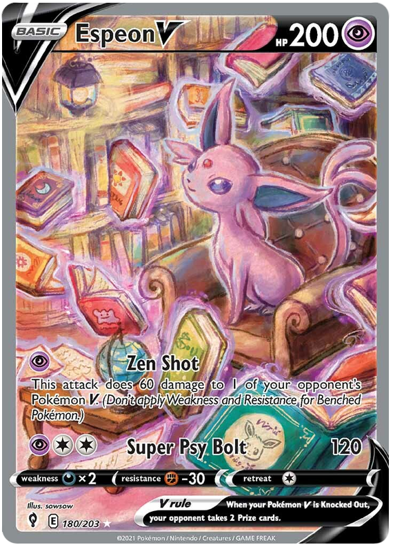 (S) Pokemon Card Evolving Skies 180/203 180/203 Espeon V Full Art *M*