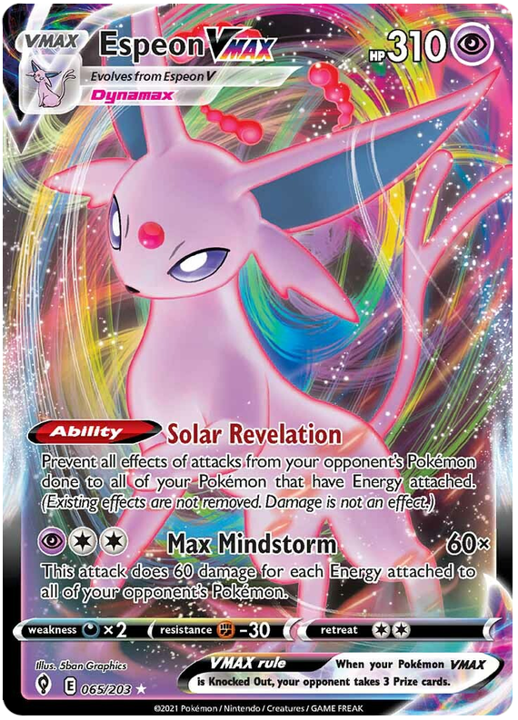 Pokemon Karte Evolving Skies 65/203 065/203 Espeon VMAX Ultra Rare *M*