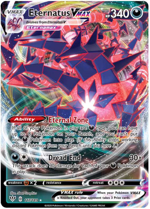 <transcy>Pokemon Card Darkness Alaze 117/189 117/189 Eternatus VMAX Ultra Rare</transcy>