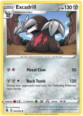 Pokemon Card Fusion Strike 183/264 Excadrill Gelegentlich