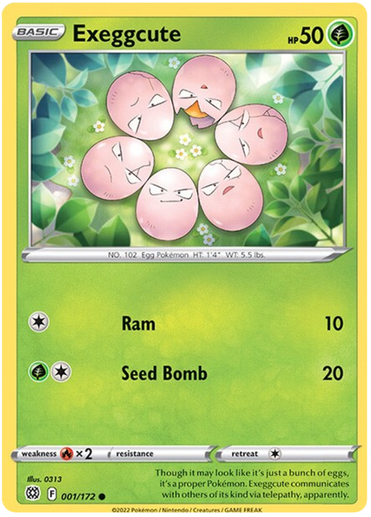 Pokemon Card Brilliant Stars 001/172 1/172 Exeggcute Common