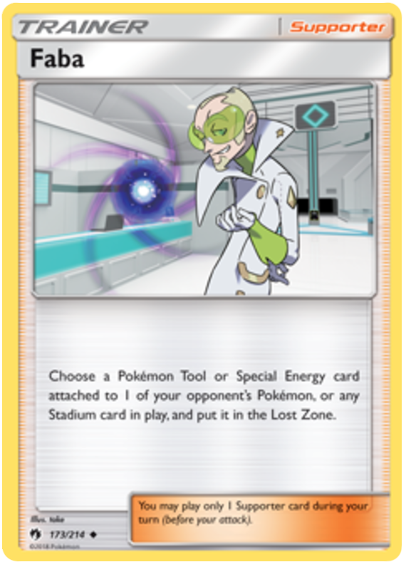 Pokemon Card Lost Thunder 173/214 Faba Supporter Uncommon *MINT*