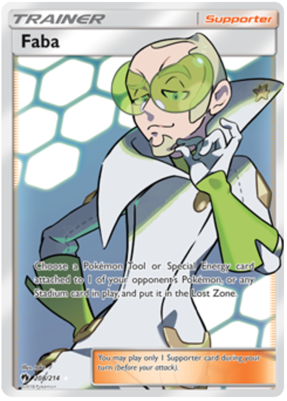 Pokemon Card Lost Thunder 208/214 Faba Supporter Full Art *MINT*