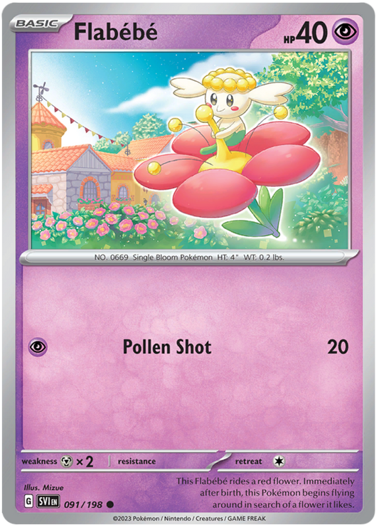 Pokemon Card Scarlet & Violet 091/198 91/198 Flabébé Common *MINT*