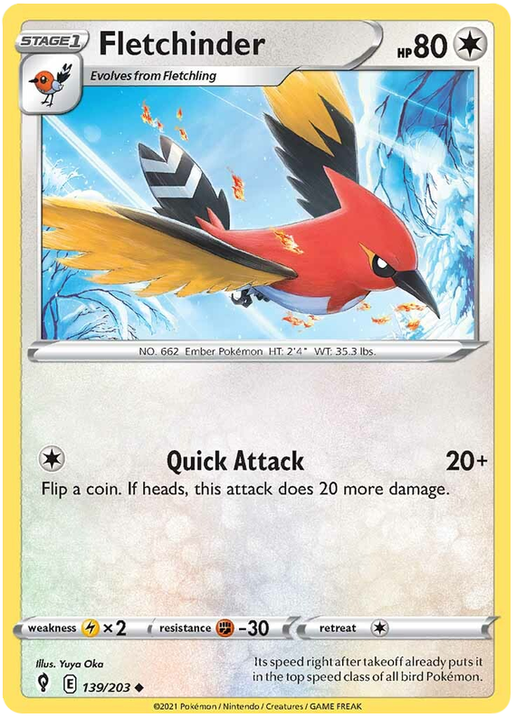 Pokemon Card Evolving Skies 139/203 139/203 Fletchinder Uncommon