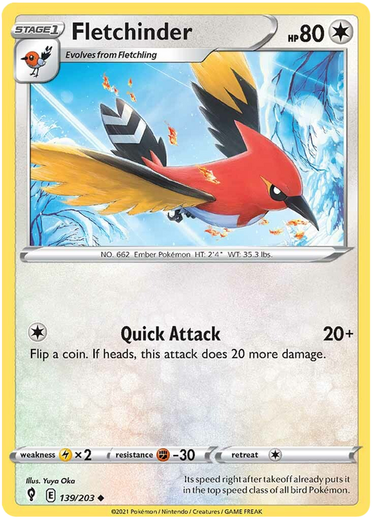 Pokemon Card Evolving Skies 139/203 139/203 Fletchinder Uncommon