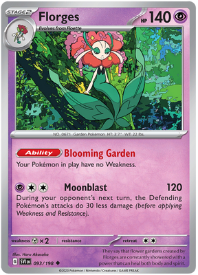 Pokemon Card Scarlet & Violet 093/198 93/198 Florges Uncommon *MINT*