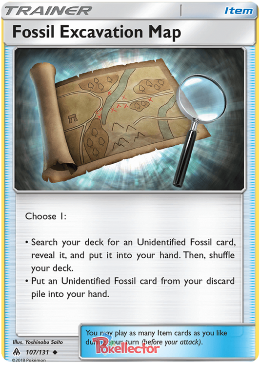 Pokemon Card Forbidden Light 107/131 Fossil Excavation Map Item Uncommon *MINT*