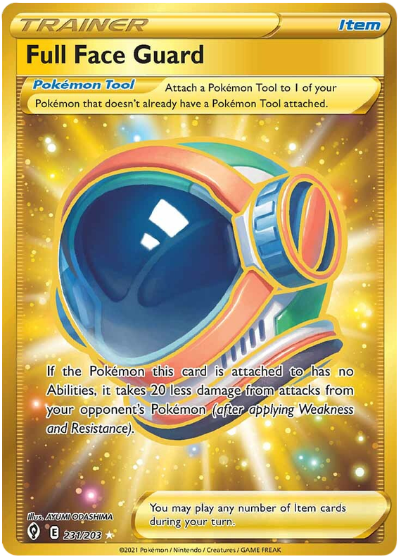 <transcy>Pokemon Card Evolving Skies 231/203 231/203 Full Face Guard Item Secret Rare</transcy>