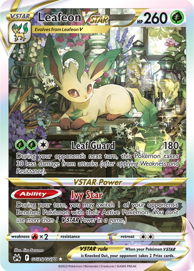 (S) Pokemon Card Crown Zenith Galarian Gallery GG35/GG70 Leafeon VSTAR Ultra Rare *MINT*