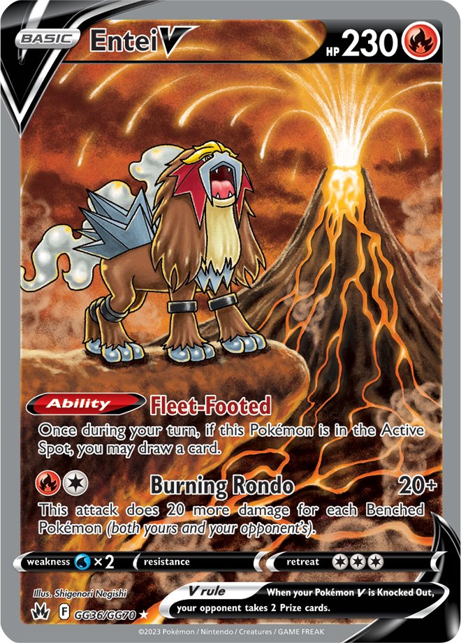 (S) Pokemon Card Crown Zenith Galarian Gallery GG36/GG70 Entei V Ultra Rare *MINT*