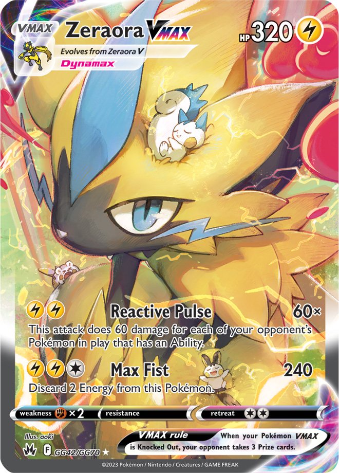 (S) Pokemon Card Crown Zenith Galarian Gallery GG42/GG70 Zeraora VMAX Ultra Rare *MINT*