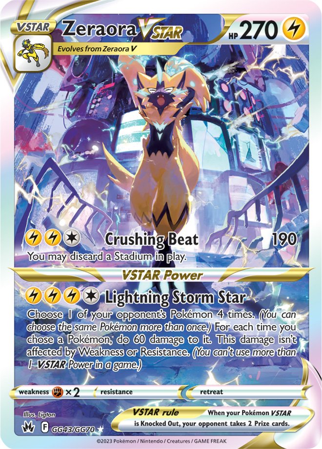 (S) Pokemon Card Crown Zenith Galarian Gallery GG43/GG70 Zeraora VSTAR Ultra Rare *MINT*